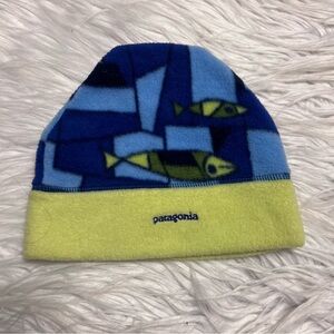Patagonia USA vintage Lime Green and Blue Kids Beanie